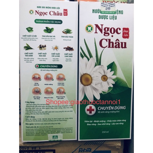 Nước xúc miệng dược liệu Ngọc Châu (chuyên dùng khi bị viêm lợi, nhiệt miệng, đau răng, chảy máu chân răng)