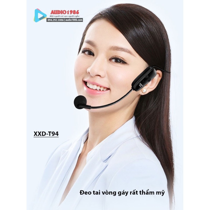 Micro không dây XXD-T94 Hai mic nói song song quàng tai đeo tai không dây cắm amply,loa kéo,loa trợ giảng,máy quay phim