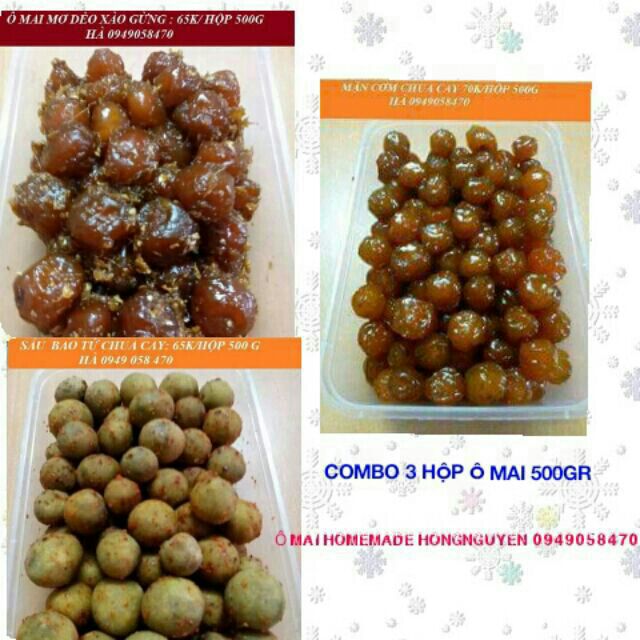 Combo 3 hộp ô mai 500g món ăn vặt hot đặc sản hà nội