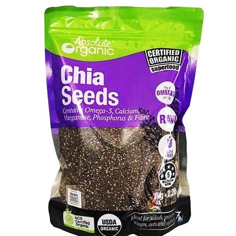 Hạt Chia Úc / ORGANIC / Hạt Chia Hữu Cơ Tím Úc Absolute Organic 1 Kg, Chứng Nhận Hữu Cơ