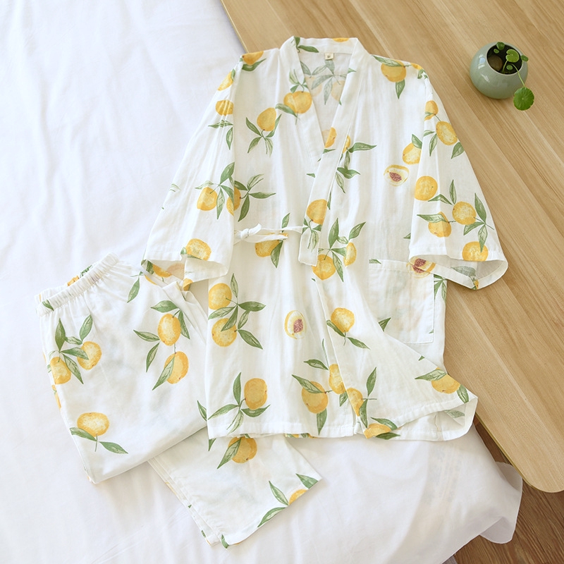 Yukata Vải Xô Nhật  Bộ Sau Sinh Kimono Hè Thoáng Mát  Rừng Sương Mù IVY238