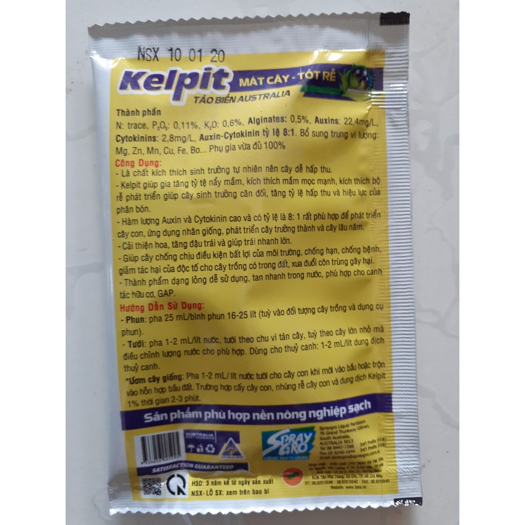 Phân bón lá Kelpit nhập khẩu Úc - Gói 25ml