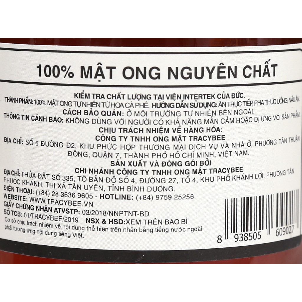 [Tracybee] Mật ong hoa Cà phê 189ml