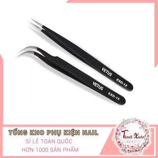 Nhíp gắp mi gắp đá VETUS đen cong thẳng - Phụ kiện Nail