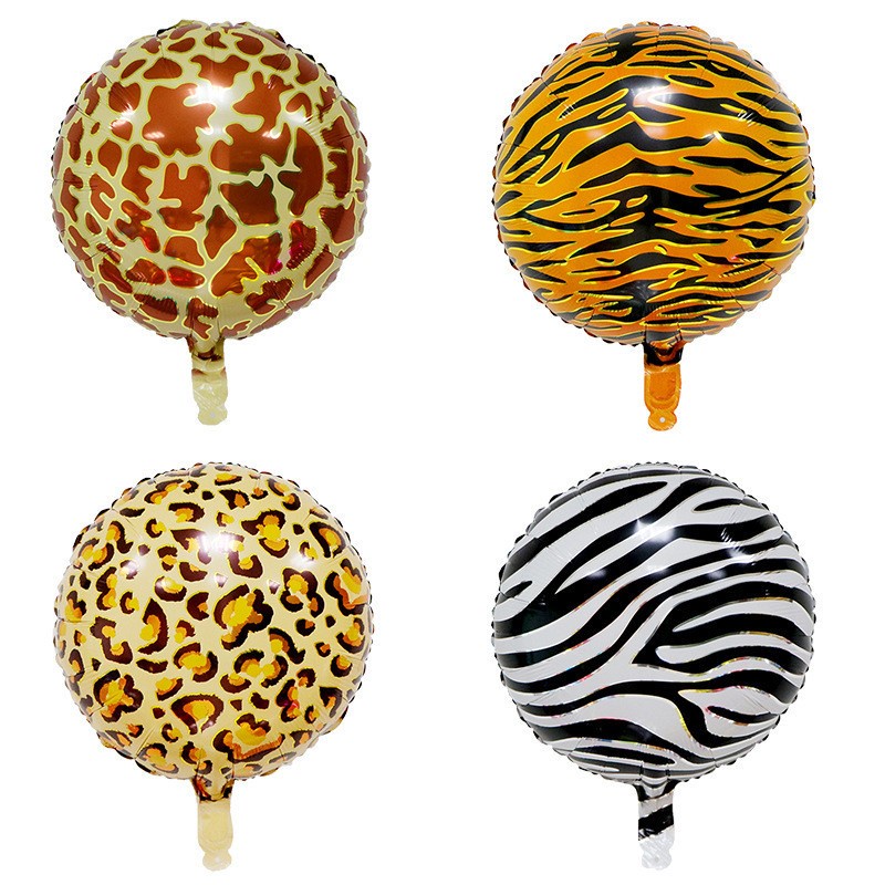 Bong bóng lá nhôm họa tiết kẻ sọc kiểu động vật dùng để trang trí tiệc sinh nhật