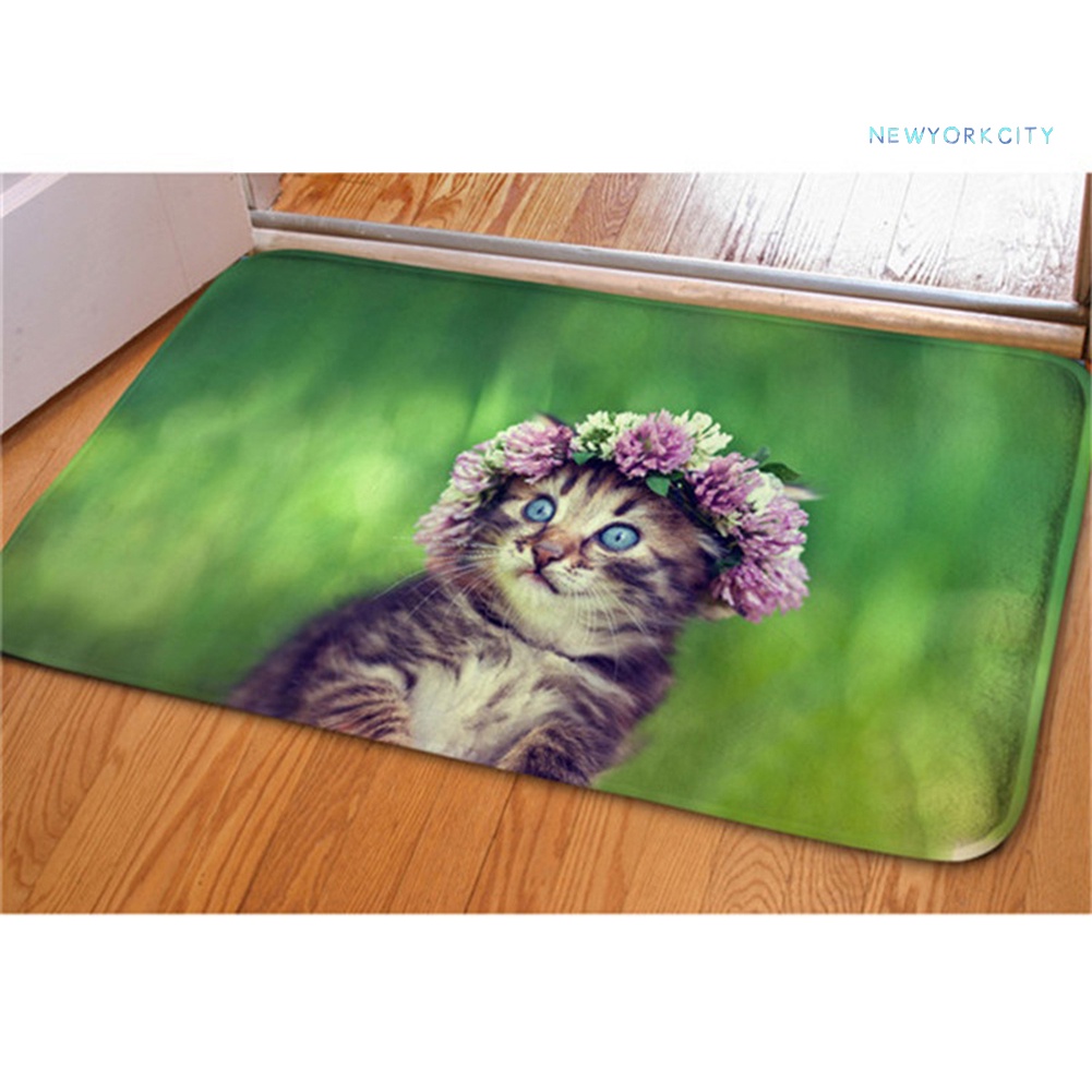 Thảm lót cửa chùi chân Chống Trượt In Hình Mèo 3D