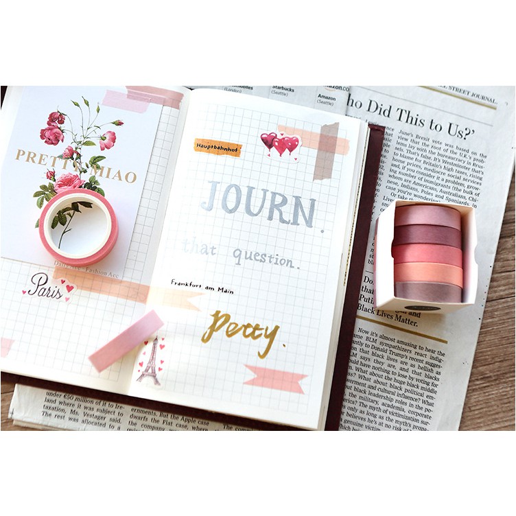 Băng dính trang trí Washi Tape Solid Color (10mm*5m*5 cuộn)