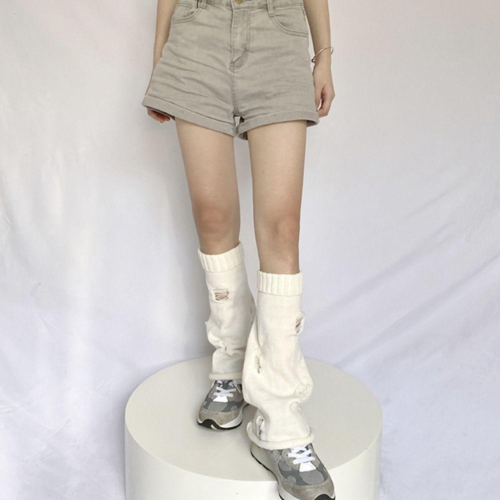 Back2life Vớ Dệt Kim Dài Đến Đầu Gối Giữ Ấm Chân Màu Trơn Kiểu Vintage Ngọt Ngào Cho Nữ