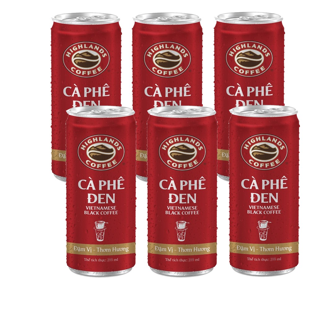 [NOWSHIP] Cà Phê Đen Đá Highlands Coffee 185ml/lon - Lốc 6 lon | BigBuy360 - bigbuy360.vn
