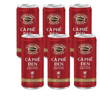 [NOWSHIP] Cà Phê Đen Đá Highlands Coffee 185ml/lon - Lốc 6 lon