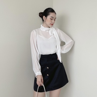  [BBSTORE'S] Áo Cột Nơ Cổ Chân Váy Thắt Eo -K793