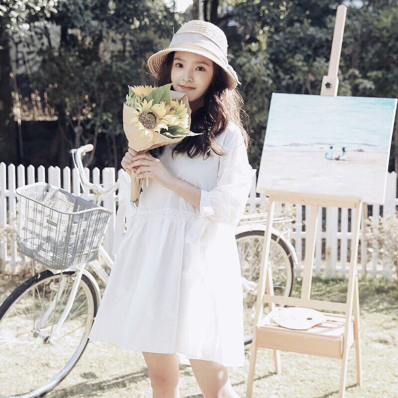 Đầm baby doll xô viền ren