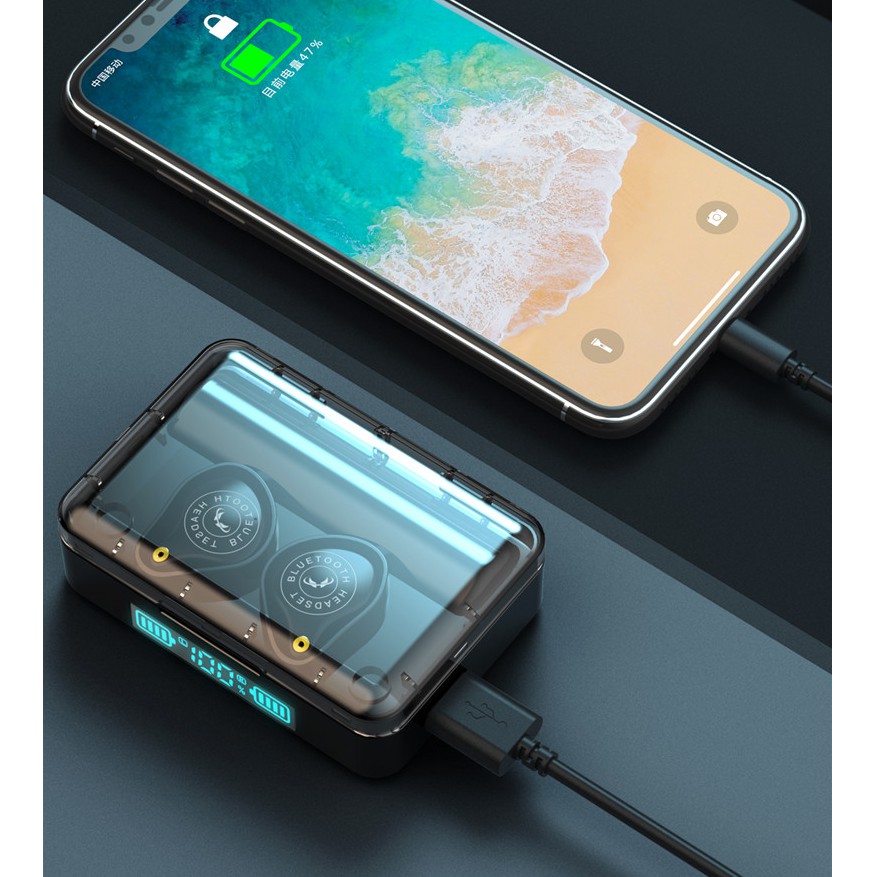 ⭐Bonsu⭐Tai nghe bluetooth XS PLUS chính hãng cao cấp, âm thanh 9D, pin 3600mAh, kiêm sạc dự phòng