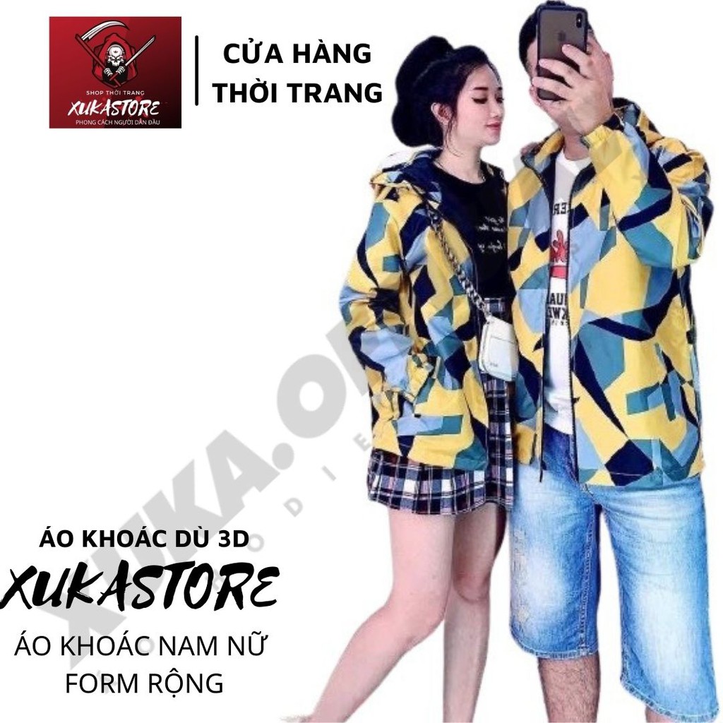 Áo Khoác Dù Chống Nắng Cặp Đôi Cho Nữ Cho Nam in 3D Unisex Form Rộng Có 3 Màu Jacket Ulzzang XUKA SHOP