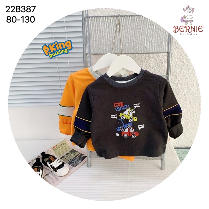 Bộ bé trai Bernie da cá hoạ tiết oto cho bé từ 9-22kg-22B387
