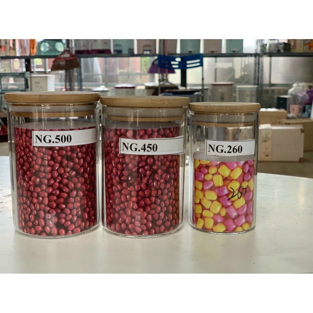 LỌ THỦY TINH NẮP GỖ CAO CẤP