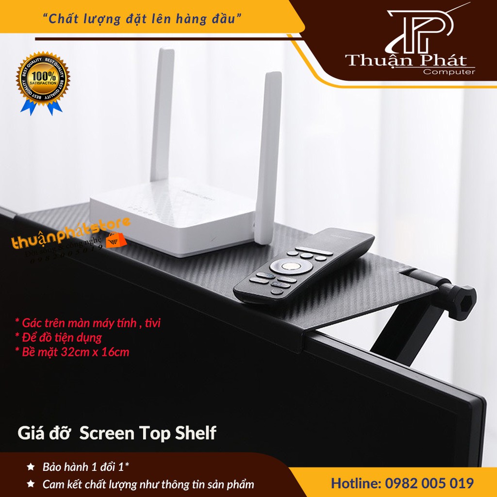 Giá Để Đồ Gác Trên Màn Hình Máy Tính , Tivi - Screen Top Shelf- Lắp Đặt Đơn Giản - Tiết Kiệm Diện Tích - Khay Để 32CM