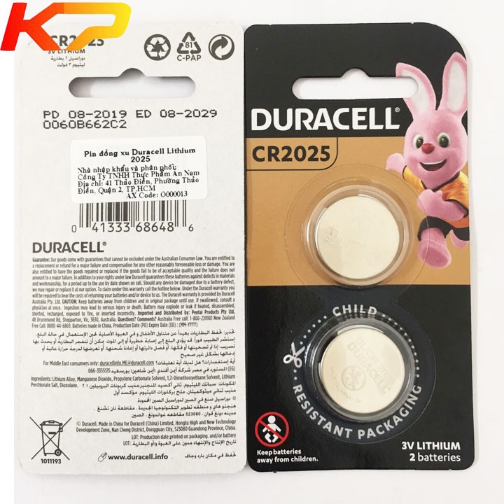 4 viên Pin Duracell CR2025