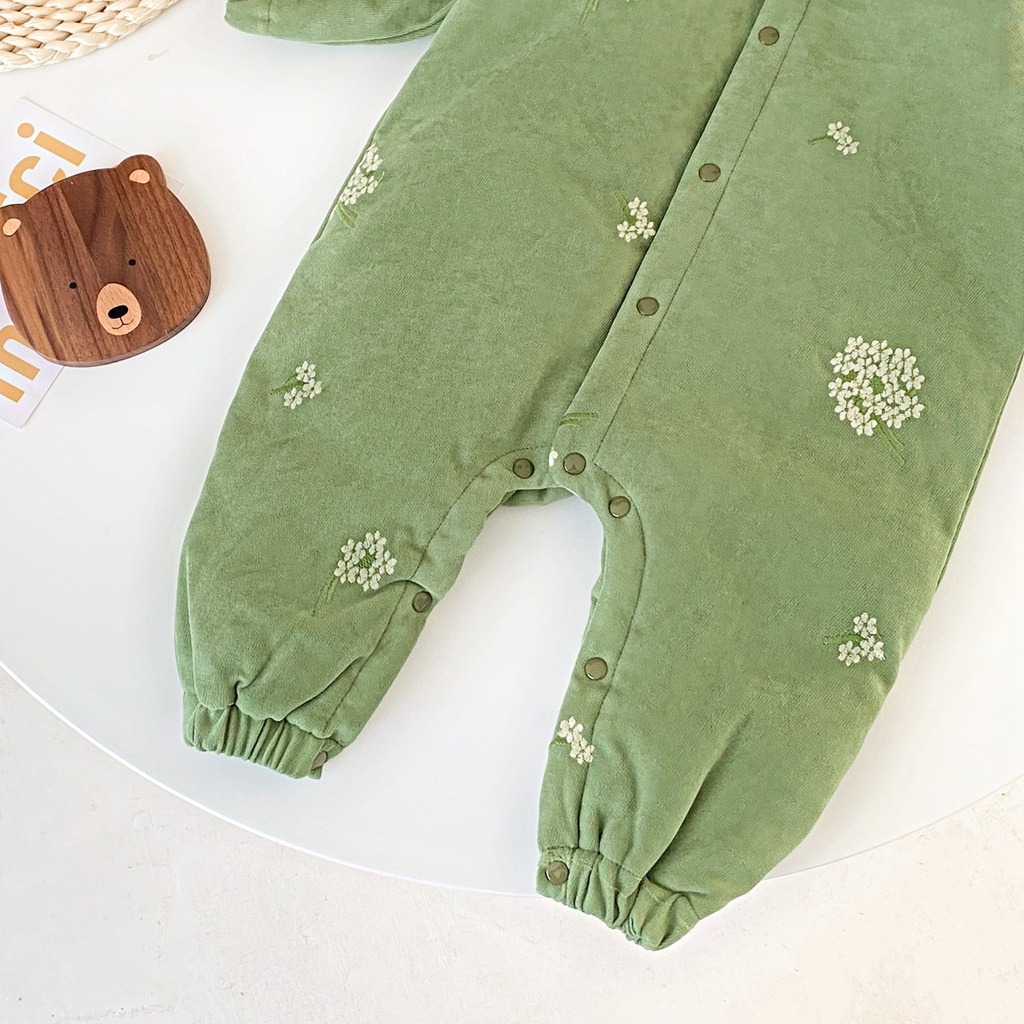 Sanlutoz Bộ Áo Liền Quần Tay Dài Bằng Cotton In Hoa Thời Trang Mùa Đông Dành Cho Trẻ Sơ Sinh