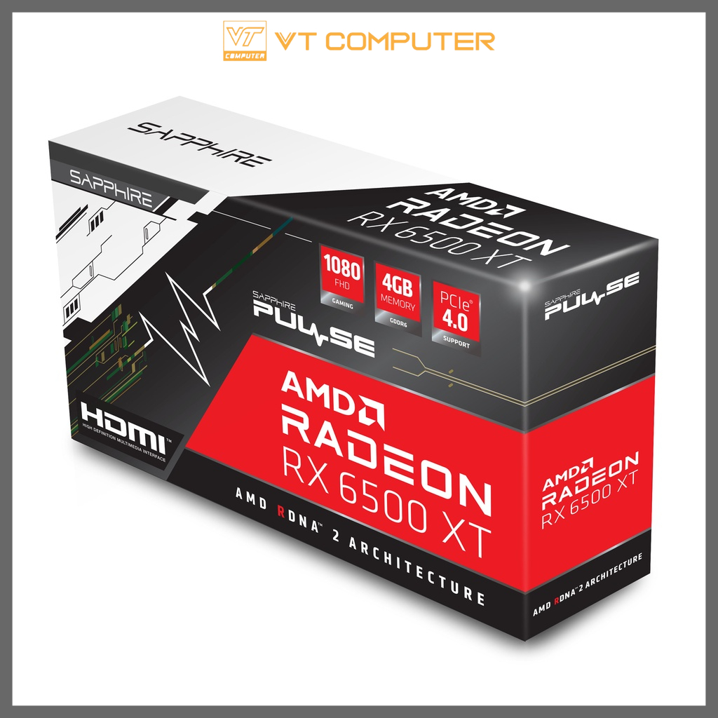 Card Màn Hình RX 6500 XT / 4GB / Sapphire / 2 Fan / Bảo Hành 36 Tháng