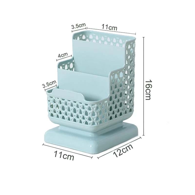 1 Hộp Đựng Bút 3 Ngăn Bằng Nhựa Giả Mây Đan Đa Năng Để Bàn Tiện Dụng Màu Sắc Ngẫu Nhiên