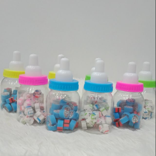 Gôm mini trong bình sữa Doraemon và Kitty 1cmx1cmx24 cục SP000029