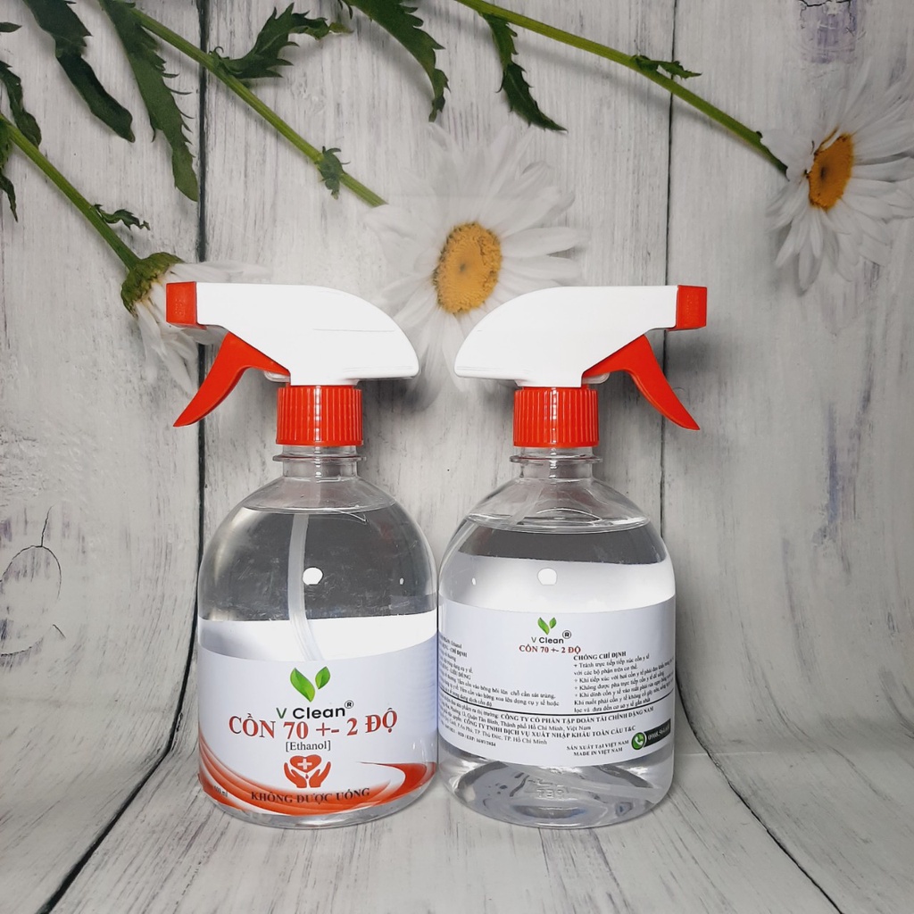 Cồn 70 độ Rửa Tay, Sát Khuẩn Có Vòi - V Clean 500ml