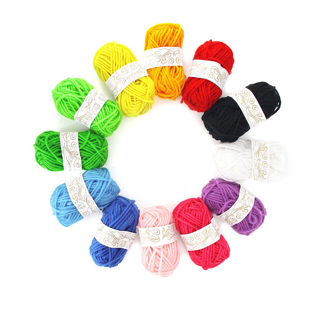 Bộ 12 cuộn len nhiều màu phù hợp cho bé làm đồ thủ công