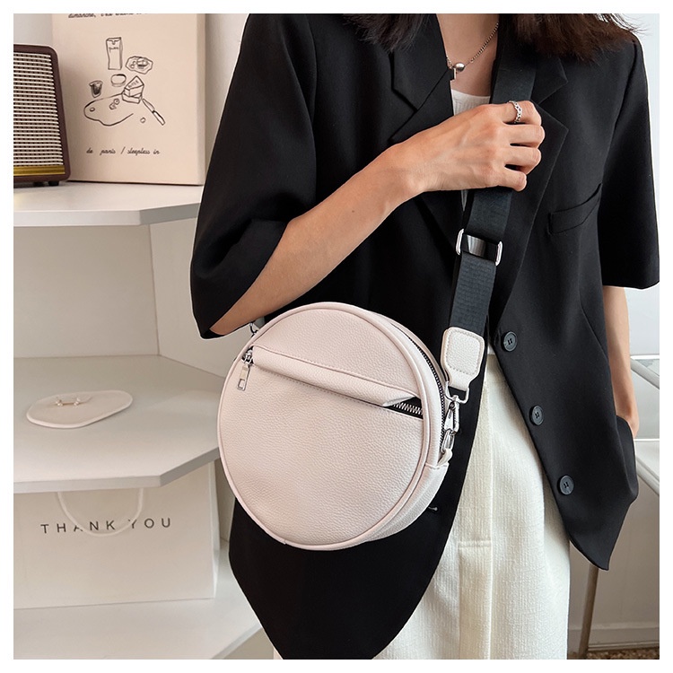 JASMIN NOIR Túi Đeo Chéo Da PU Hình Tròn Kiểu Dáng Đơn Giản Cho Nữ