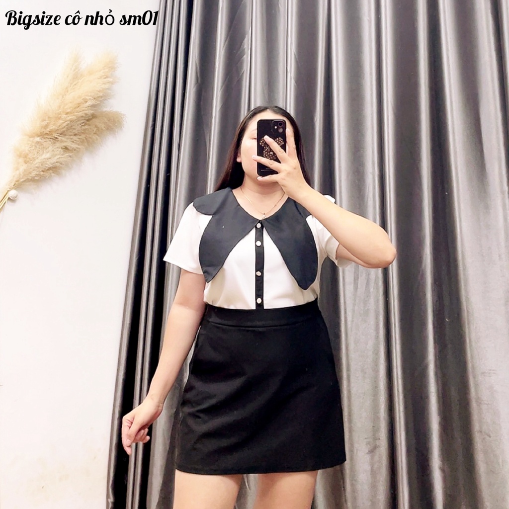 Áo Sơ Mi Kiểu Bigsize Công Sở Phom Lửng ,Đi Học ,ĐI Chơi,Đi Làm Dễ Thương MÃ SM01
