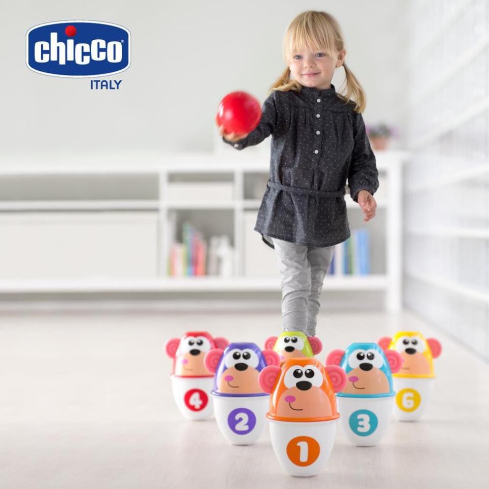 Đồ chơi Bowling khỉ con Chicco 18M+ (Bộ 6 chiếc)