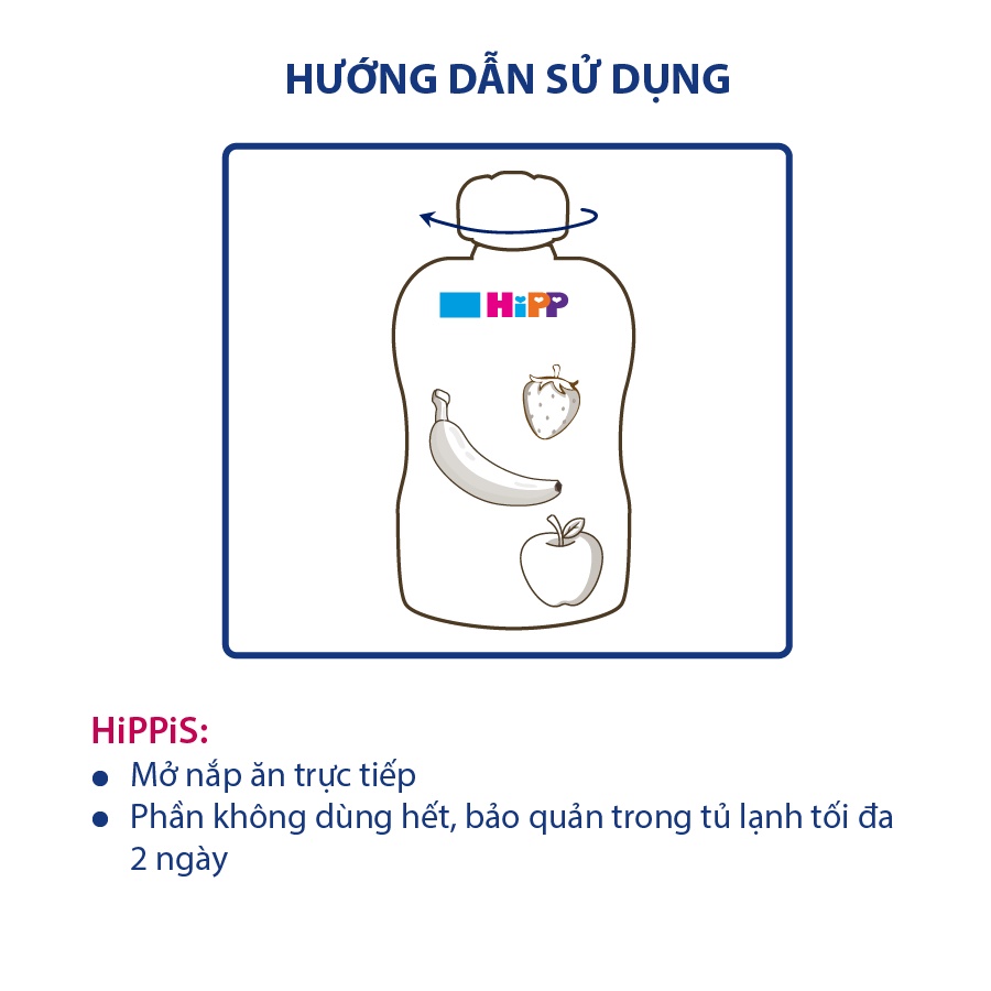 Thức ăn dặm Dinh dưỡng 100% trái cây nghiền hữu cơ HiPPiS Organic (Cà rốt, xoài và chuối) 100g