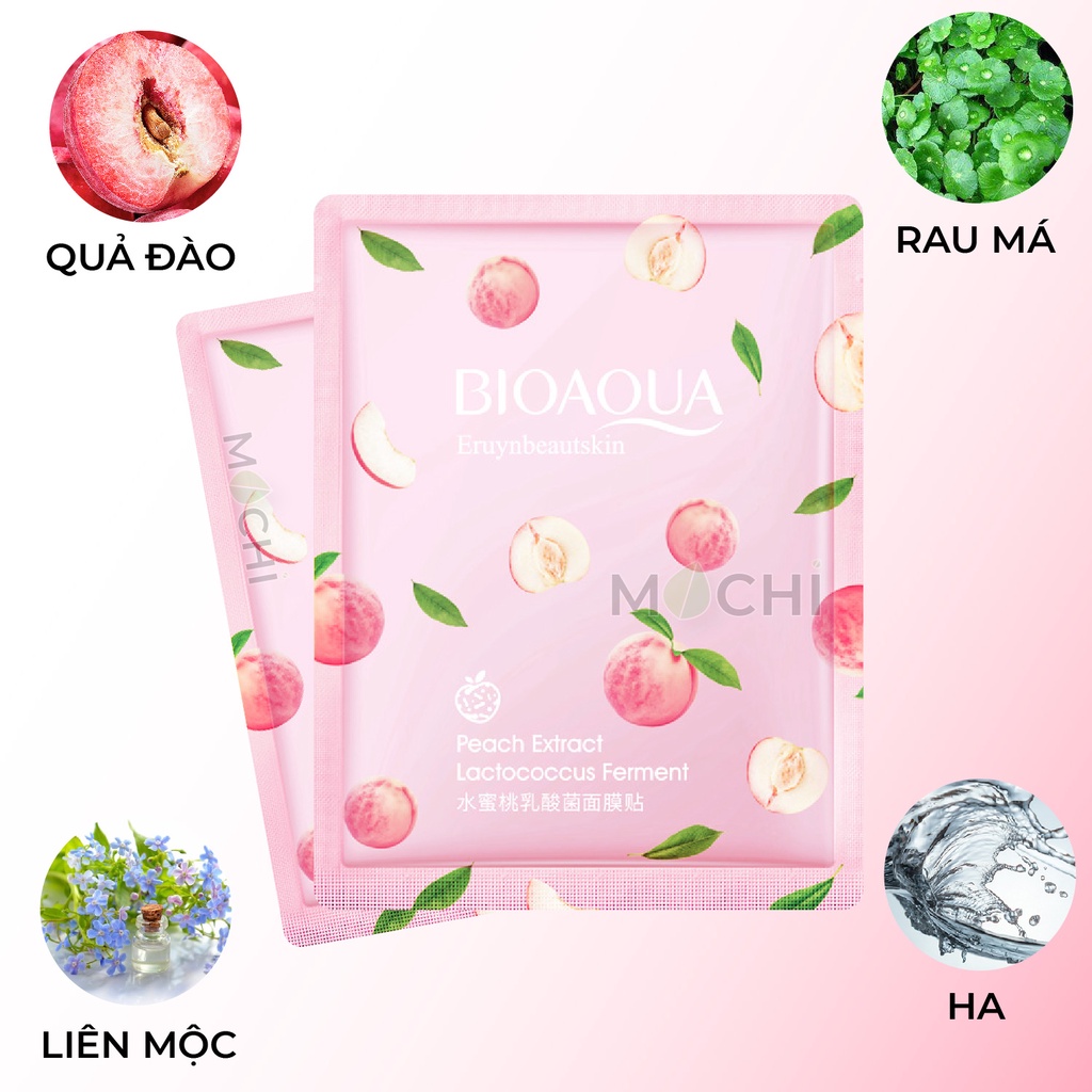 Mặt Nạ Quả Đào Dưỡng Trắng Da l Cấp Ẩm Da Khô l Ngừa Mụn Mask Giấy Đắp Mặt Peach Bioaqua Nội Địa Trung MOCHI SHOP