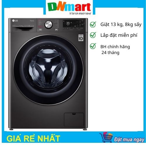 Máy giặt sấy LG FV1413H3BA cửa trước Inverter 13kg giwatj, 8kg sấy