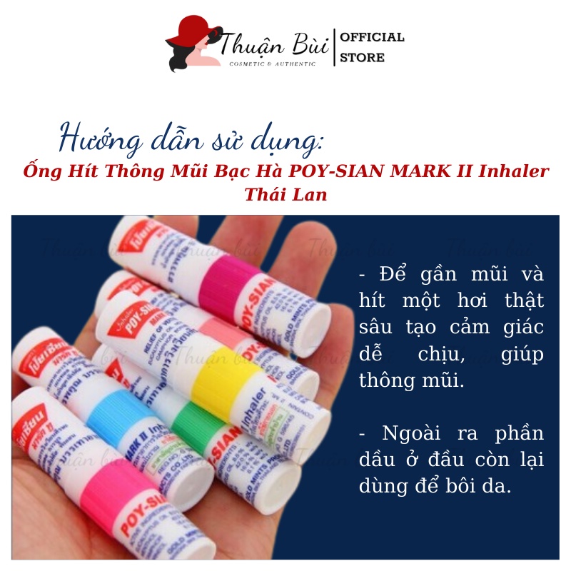 Ống Hít Thông Mũi Bạc Hà POY-SIAN MARK II Inhaler Thái Lan Ống Hít Thông Mũi 2 Đầu