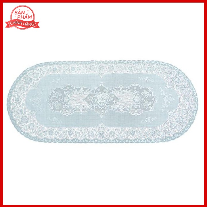 Khăn bàn Salon oval nhũ bạc 40x92cm Towa Nhật Bản