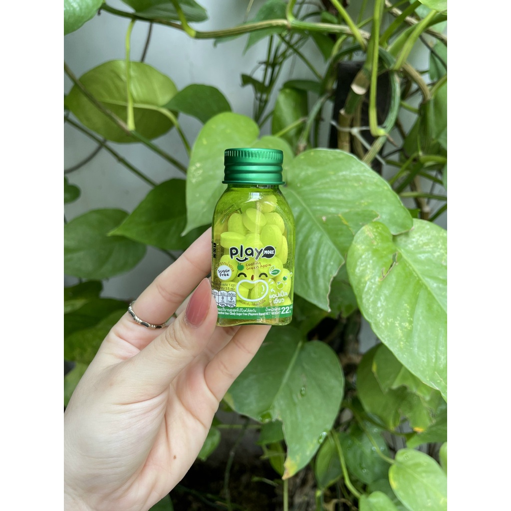 Kẹo The Không Đường Hương Táo PLAY MORE Cooling Green Apple (Lọ 22g xanh lá)