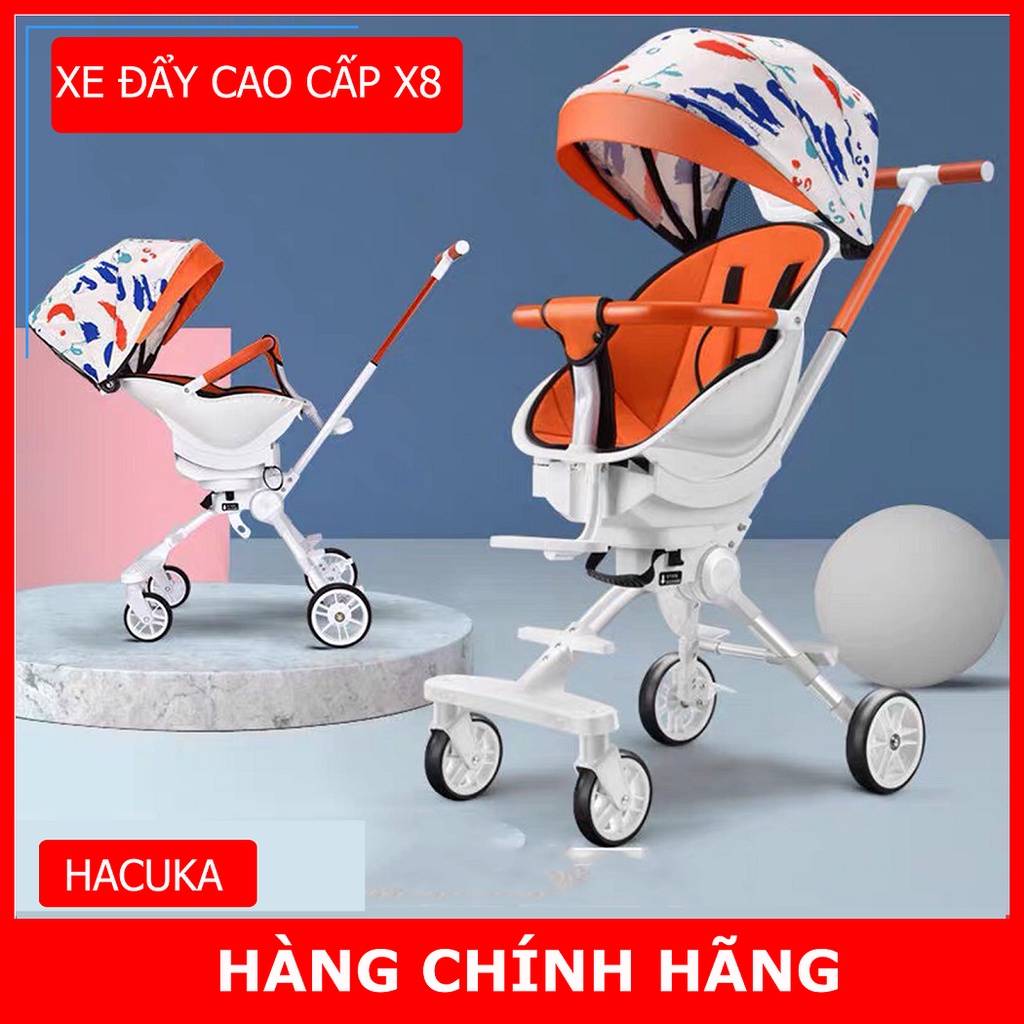 Xe đẩy gấp gọn cho bé X8 Pro đi du lịch, Xe đẩy cho bé 2 chiều ngả 2 tư thế cao cấp bảo hành 12 tháng