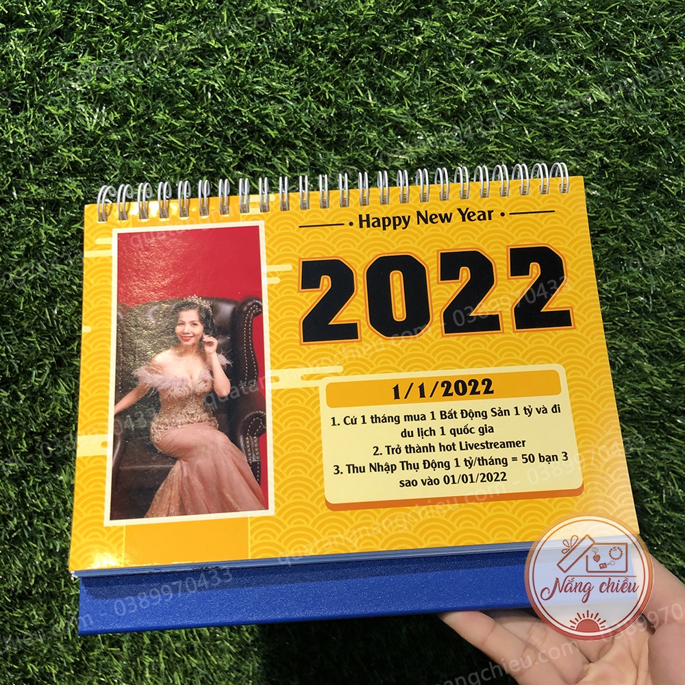 Lịch để bàn 2022 thiết kế đơn giản cho văn phòng, lịch in hình dễ thương có lịch âm, chất liệu giấy dày dặn