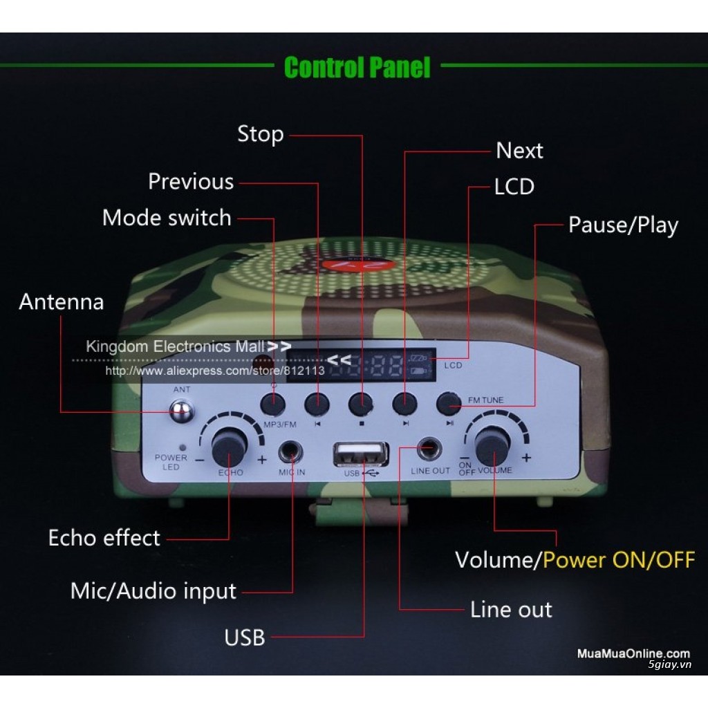 Loa Bẫy Chim, Kiêm Máy Trợ Giảng - Bắt Đài FM - Nghe Nhạc USB  Có Điều Khiển Bảo Hành 6 Tháng