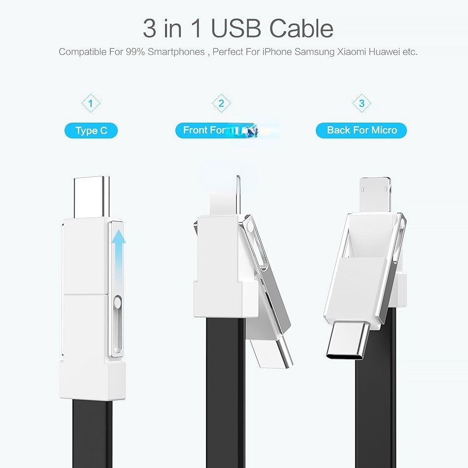Dây Cáp Sạc Nam Châm 3 Trong 1 Cho Ip