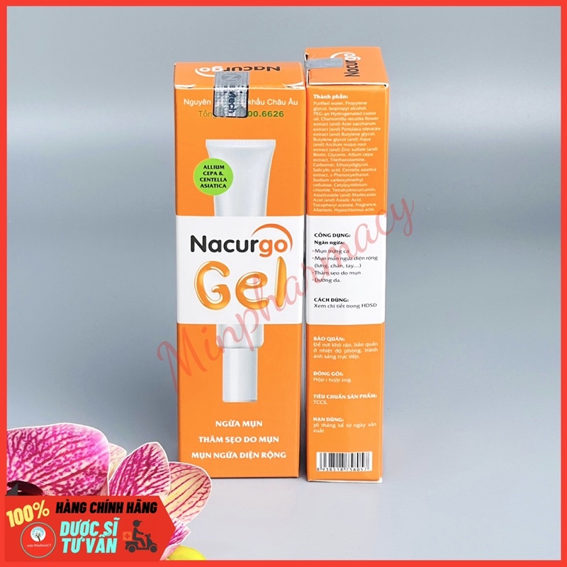 Gel Dưỡng da và Giảm thâm sẹo do mụn NACURGO Chiết xuất Curcumin (tuýp 20g) - Minpharmacy