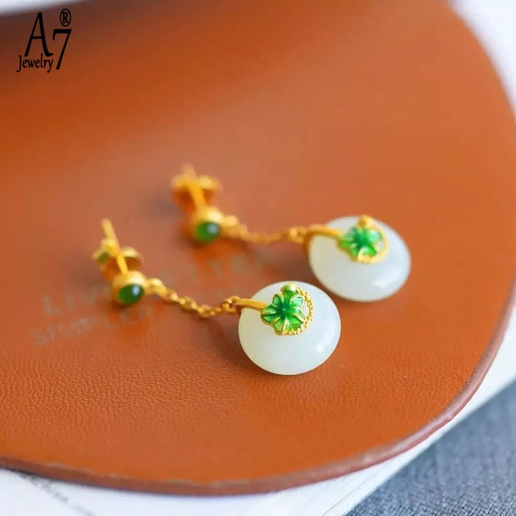 Bông Tai Hình Hoa Sen A7 Mạ Bạc Phong Cách Cổ Điển