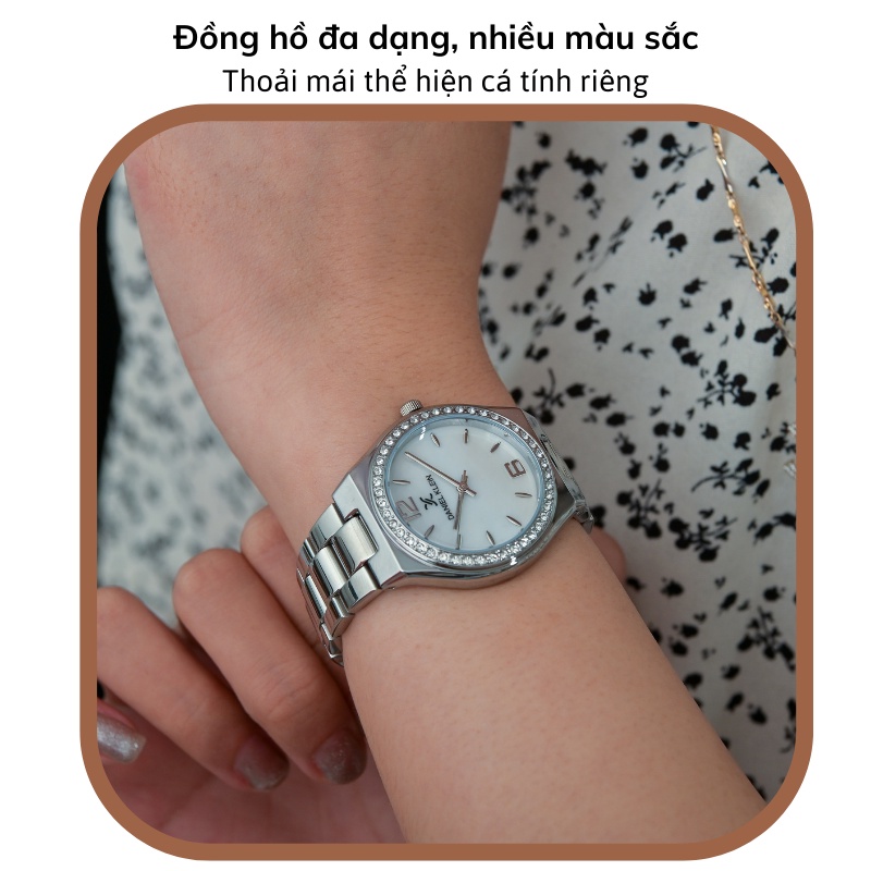 Đồng hồ nữ Daninel Klein Watch DK.1.12794 mặt nhỏ đính đá, kính cứng chống xước, chống nước, dây thép đeo tay cao cấp