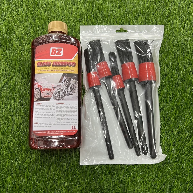 Combo Xà bông và bộ 5 cọ rửa xe