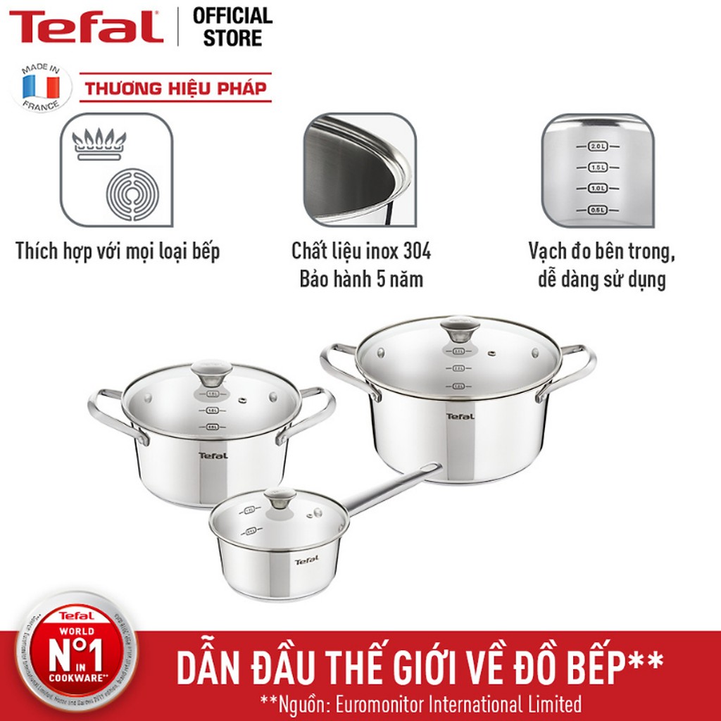 Bộ nồi inox Tefal Simpleo 3 cái (B907S644)