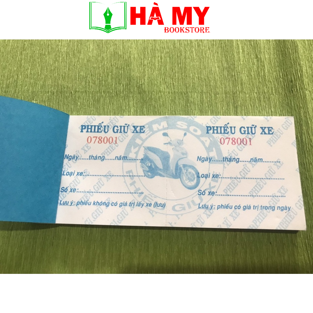 [Hỏa Tốc] Cùi giữ xe, vé giữ xe có số seri sẵn khích thước 7 x 16 cm có dập răng cưa 2 đường có số nhảy - Nhà sách Hà My