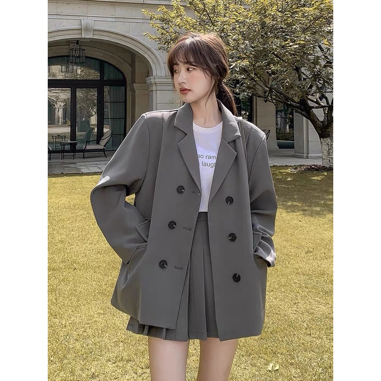 Set áo vest blazer kèm chân váy xếp ly HB thiết kế thanh lịch đủ size S085