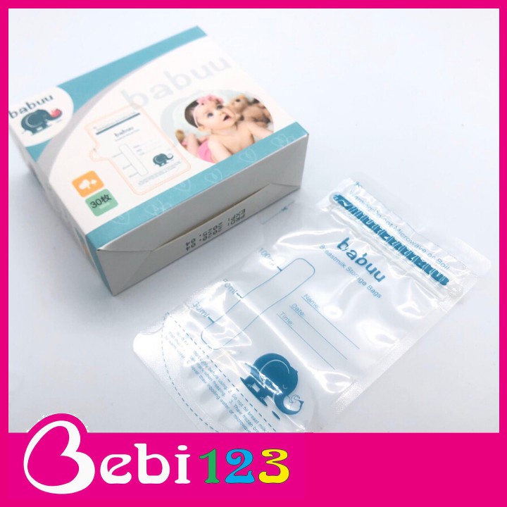 Hộp 30 túi trữ sữa Baby Babuu Nhật Bản 100ml Có Vòi Rót