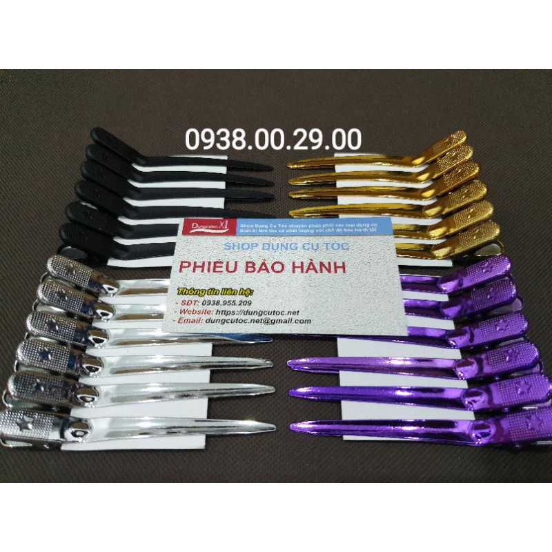 Kẹp Vịt Kim Loại Cao Cấp 8.8cm, Bộ 6 Kẹp Vịt Màu Si Mạ Loại Tốt.(Ảnh thật)